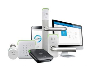 Range of security system products on display